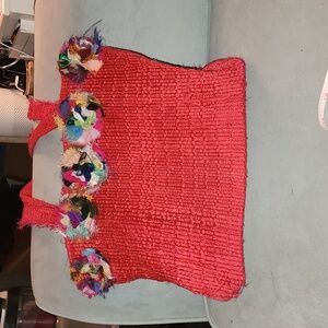 Hand loomed tote with fabric details